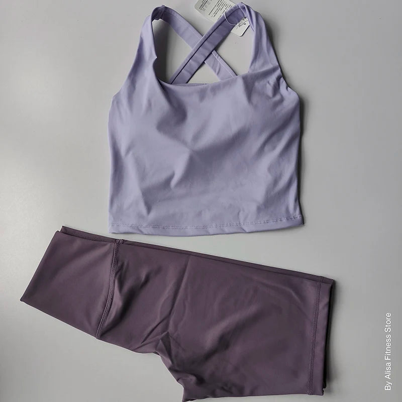 Ensemble de Yoga 2 pièces pour femmes, soutien-gorge de sport d'entraînement, vêtements de sport, Fitness, manches longues, haut court, short taille haute, combinaisons de sport