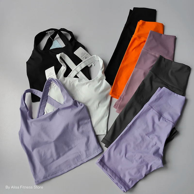 Ensemble de Yoga 2 pièces pour femmes, soutien-gorge de sport d'entraînement, vêtements de sport, Fitness, manches longues, haut court, short taille haute, combinaisons de sport